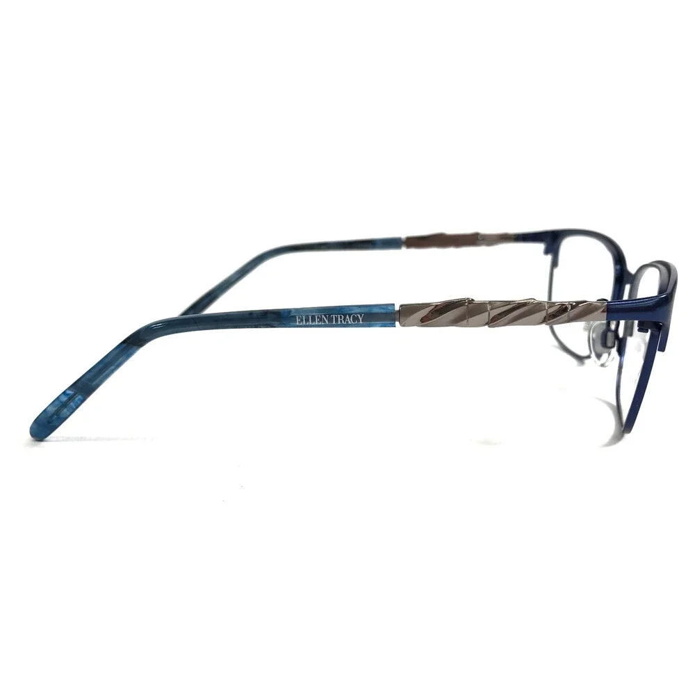 Ellen Tracy Petite Eyeglasses Frames SHIMA NAVY Blue Silver Cat Eye 49-16-125